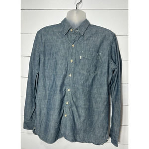Vintage Levi's Button Down Shirt White Tab Western Cotton Heather Blue LT XL